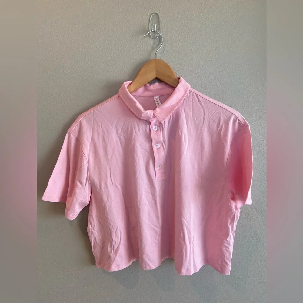 FABLETICS Boxy‎ Short-Sleeve Polo Orchid Pink Large NWOT